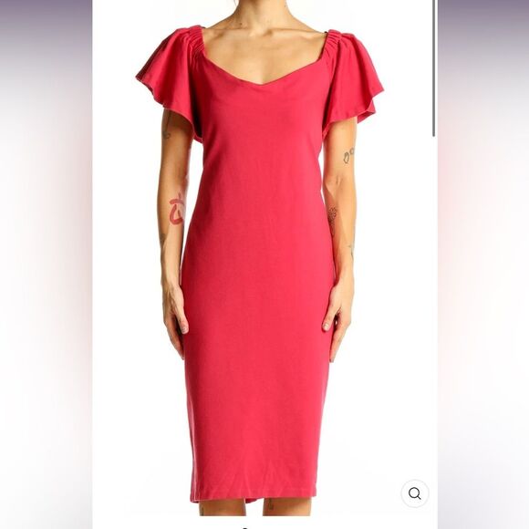 Eloquii Flutter Sleeve Fitted Dress Coral Pink Deep Salmon 14 - Picture 1 of 8